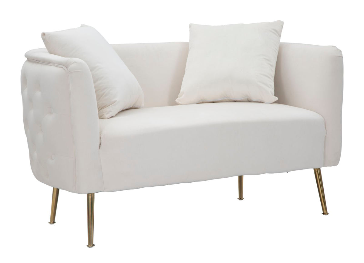Divanetto "Bucarest" 2 posti in velluto gambe in metallo color oro per interni