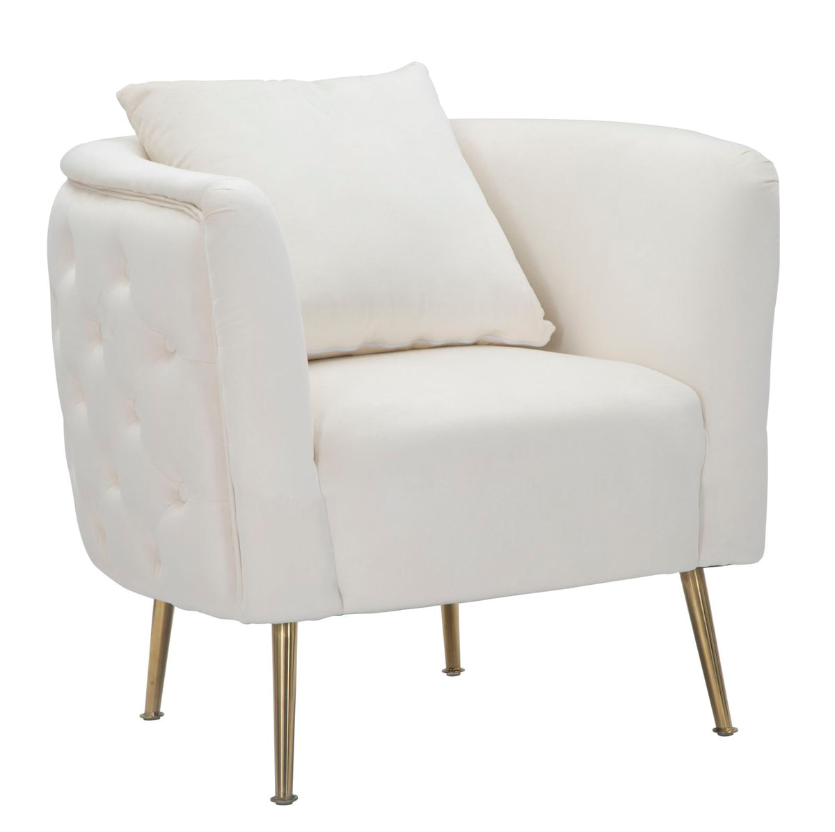 POLTRONA BUCAREST IN VELLUTO CON PIEDI IN METALLO DORATO  CM 76X74X73