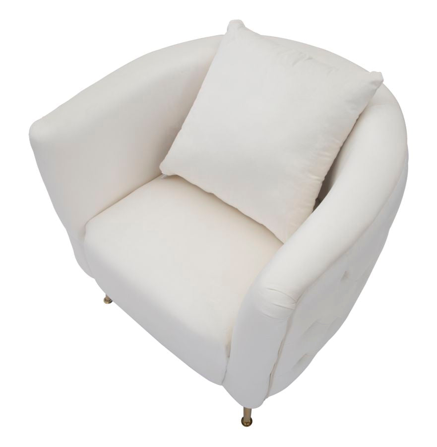 POLTRONA BUCAREST IN VELLUTO CON PIEDI IN METALLO DORATO  CM 76X74X73