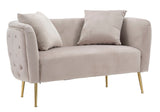Divanetto "Bucarest" 2 posti in velluto gambe in metallo color oro per interni