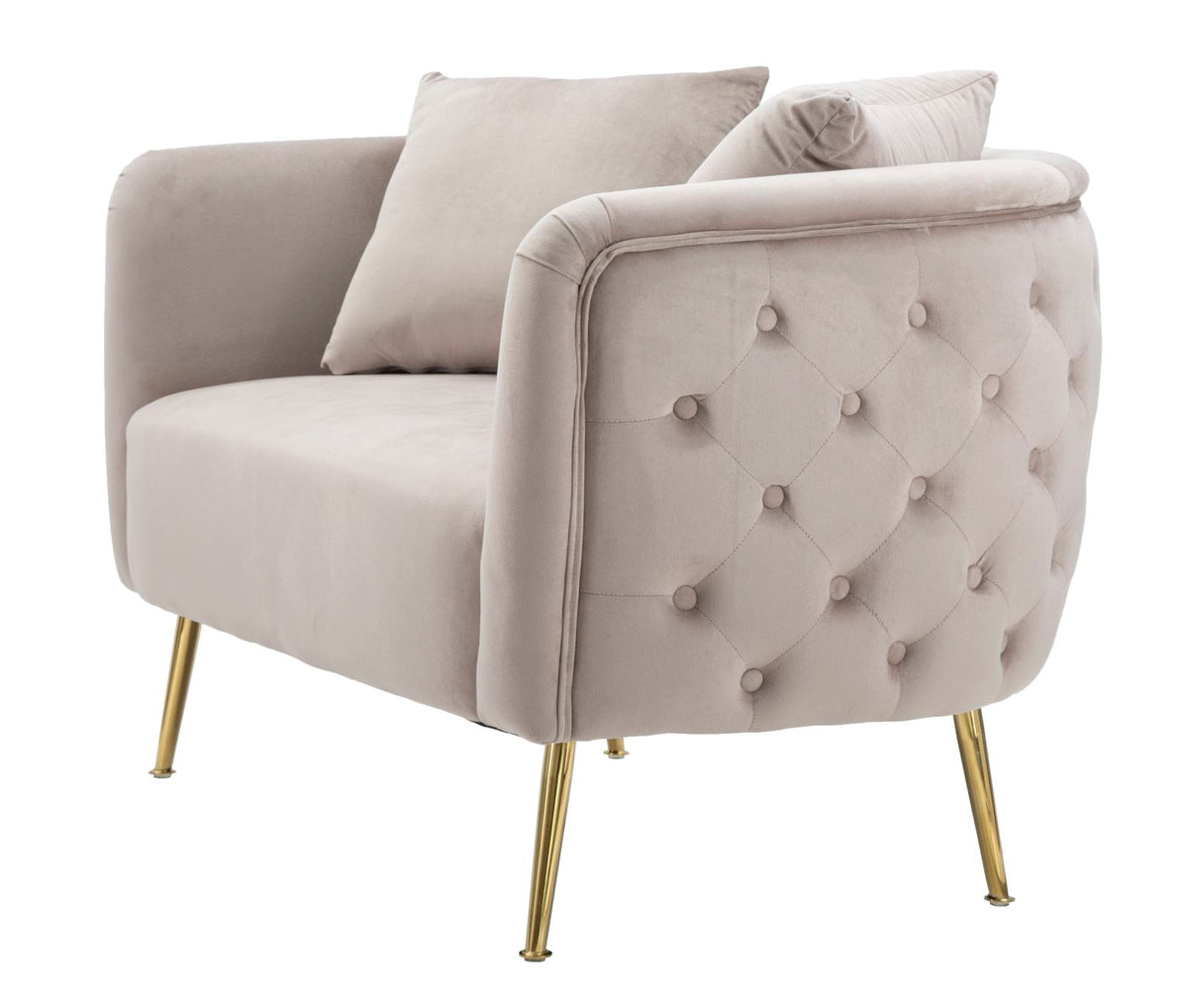 Divanetto "Bucarest" 2 posti in velluto gambe in metallo color oro per interni