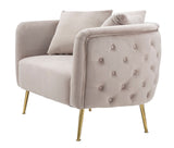 Divanetto "Bucarest" 2 posti in velluto gambe in metallo color oro per interni