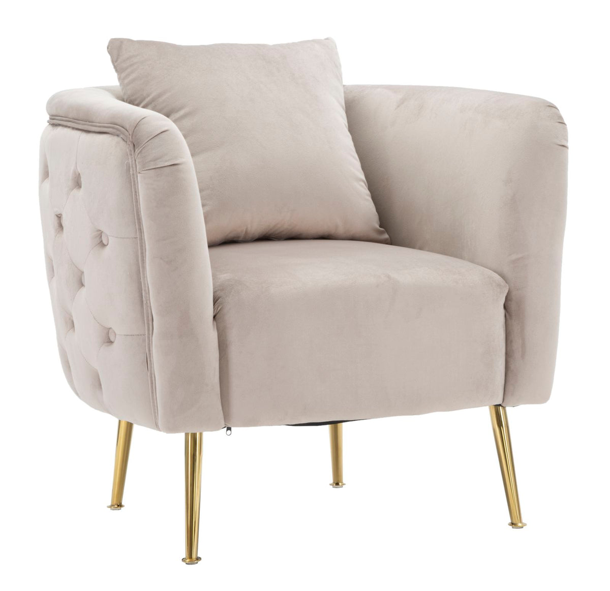 POLTRONA BUCAREST IN VELLUTO CON PIEDI IN METALLO DORATO  CM 76X74X73