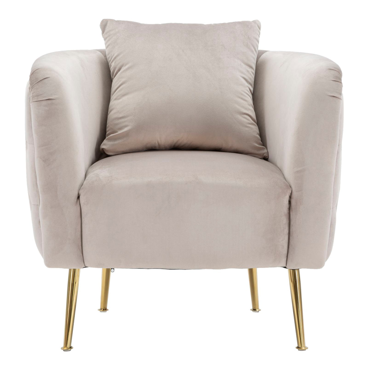POLTRONA BUCAREST IN VELLUTO CON PIEDI IN METALLO DORATO  CM 76X74X73