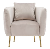 POLTRONA BUCAREST IN VELLUTO CON PIEDI IN METALLO DORATO  CM 76X74X73