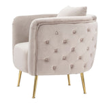 POLTRONA BUCAREST IN VELLUTO CON PIEDI IN METALLO DORATO  CM 76X74X73