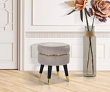 Sgabello/Pouf Paris rotondo in tessuto con gambe in legno Ø cm 35X40,5