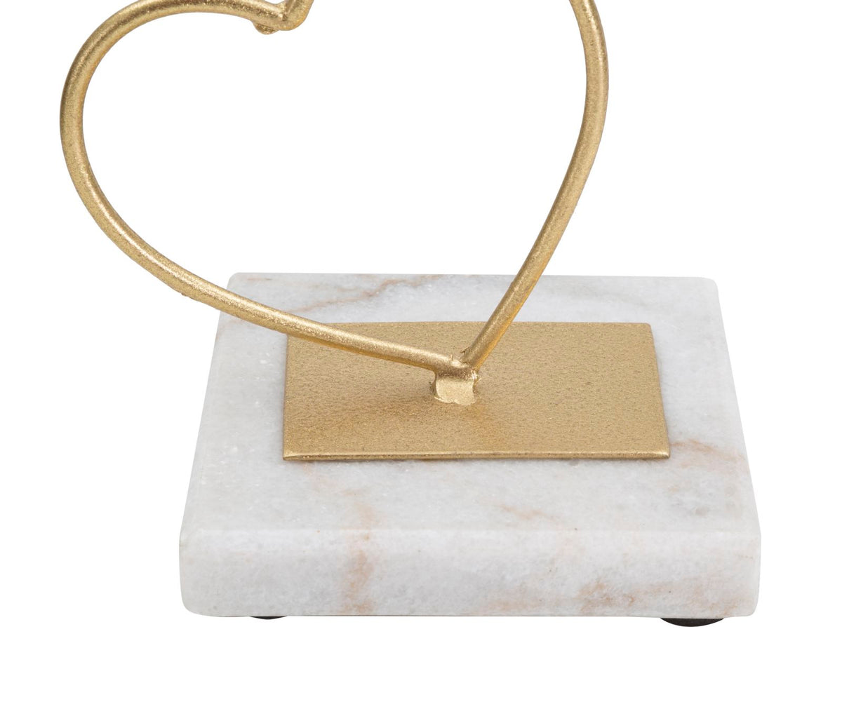 Portacandele in metallo dorato cuori con marmo  Set 2 pezzi