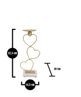 Portacandele in metallo dorato cuori con marmo  Set 2 pezzi