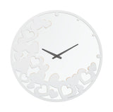 Orologio Bianco Heart Ø55x4 cm in Ferro MDF e Specchio Bianco