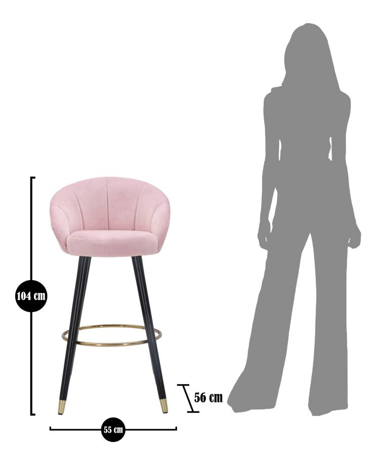 Sgabello Bar Elegante Prague Rosa 55x56x104 cm