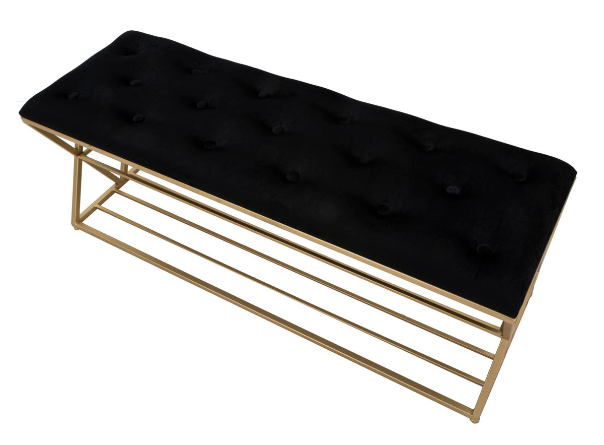Panca elegante per scarpe in metallo dorato cm 120x40x45