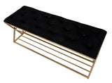 Panca elegante per scarpe in metallo dorato cm 120x40x45