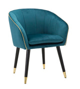 POLTRONA PARIS IN TESSUTO IMBOTTITO CON RIFINITURE DORATE E GAMBE IN LEGNO NERO CM 62X58X78