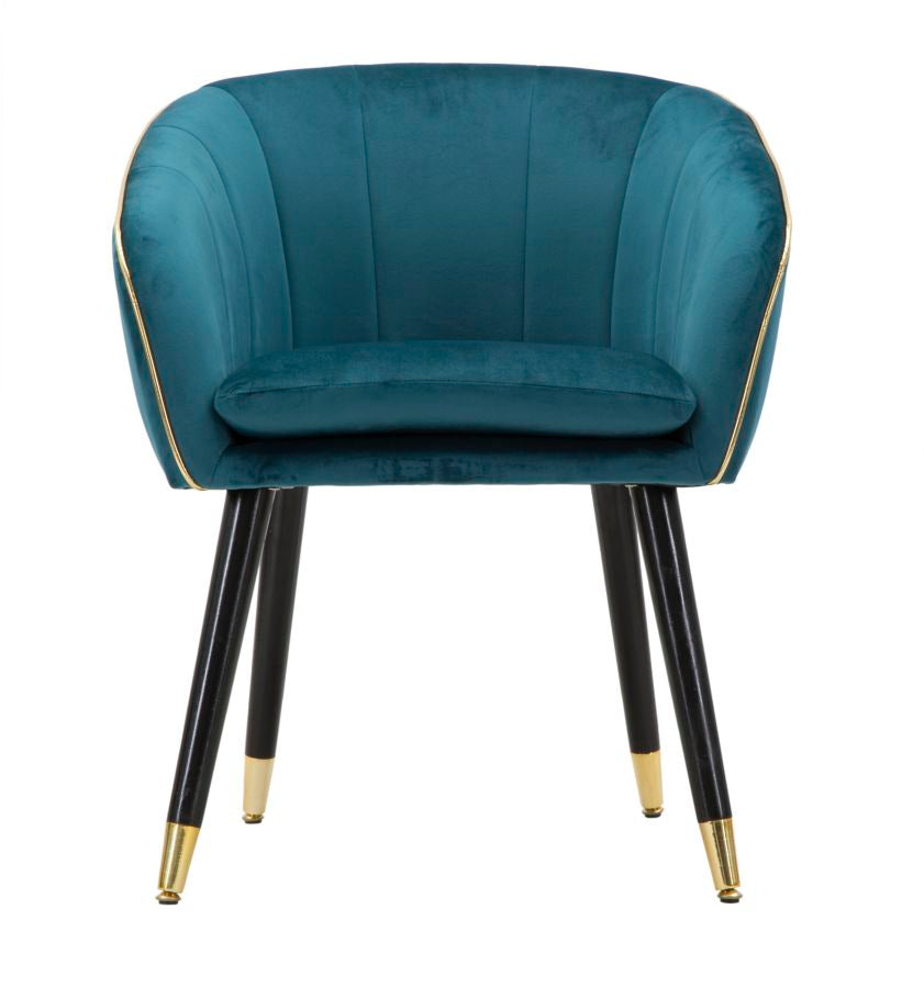 POLTRONA PARIS IN TESSUTO IMBOTTITO CON RIFINITURE DORATE E GAMBE IN LEGNO NERO CM 62X58X78