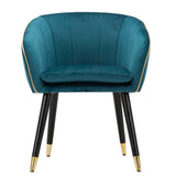 POLTRONA PARIS IN TESSUTO IMBOTTITO CON RIFINITURE DORATE E GAMBE IN LEGNO NERO CM 62X58X78