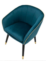 POLTRONA PARIS IN TESSUTO IMBOTTITO CON RIFINITURE DORATE E GAMBE IN LEGNO NERO CM 62X58X78