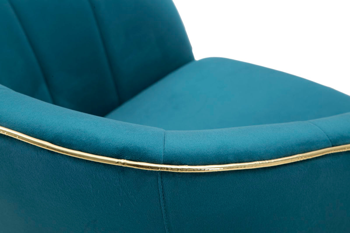 POLTRONA PARIS IN TESSUTO IMBOTTITO CON RIFINITURE DORATE E GAMBE IN LEGNO NERO CM 62X58X78