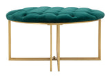 Pouf in metallo e tessuto dorato e verde Ø cm 90x49