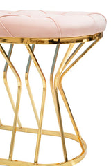 Panca Zig in tessuto rosa con struttura dorata cm 91x38x52