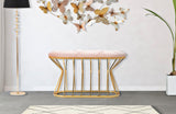 Panca Zig in tessuto rosa con struttura dorata cm 91x38x52