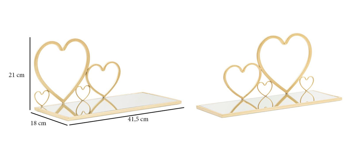 Comodino Mensola Hearts Coppia cm 41,5x18x21