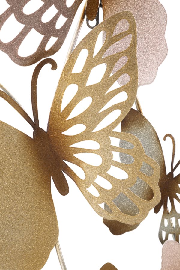 Pannello da muro butterflies oro/rosa c cm 59,5x4x111,5 multicolore metallo