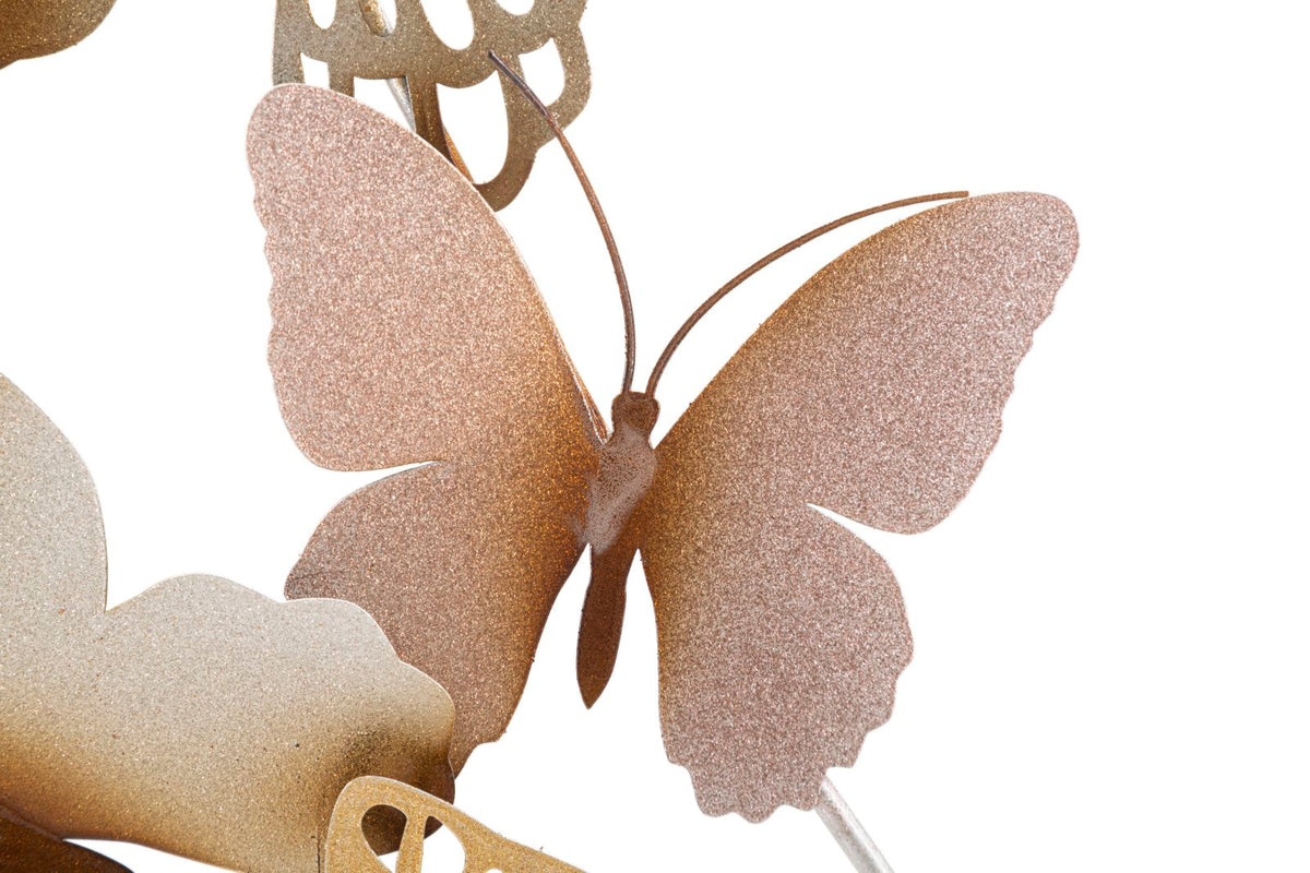 Pannello da muro butterflies oro/rosa c cm 59,5x4x111,5 multicolore metallo