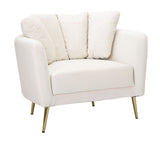 POLTRONA KIEV IN TESSUTO  IMBOTTITO CON PIEDI IN METALLO DORATO CM 88X77X74