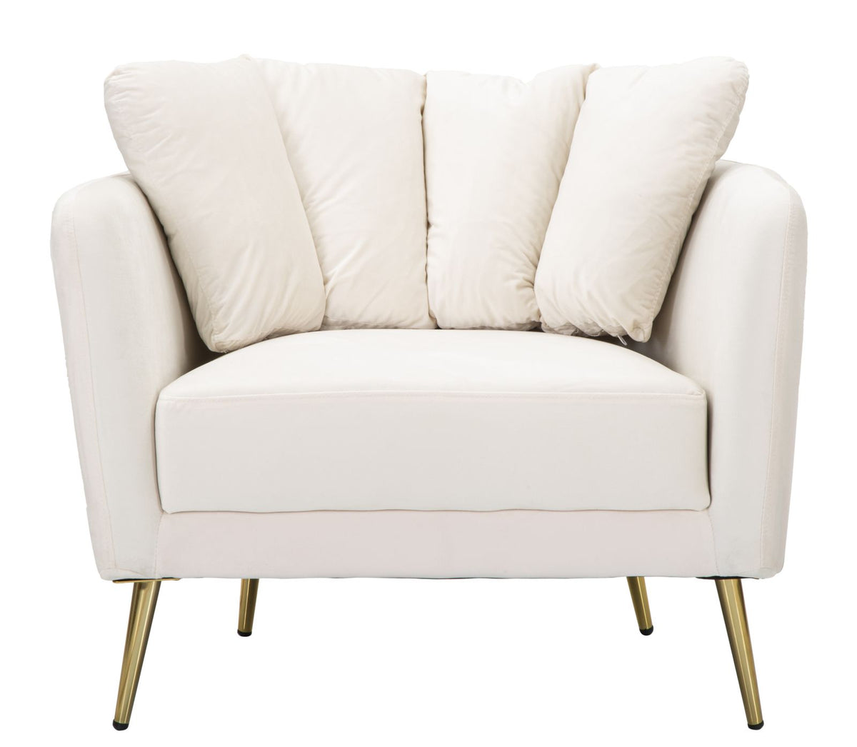 POLTRONA KIEV IN TESSUTO  IMBOTTITO CON PIEDI IN METALLO DORATO CM 88X77X74
