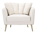 POLTRONA KIEV IN TESSUTO  IMBOTTITO CON PIEDI IN METALLO DORATO CM 88X77X74