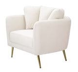 POLTRONA KIEV IN TESSUTO  IMBOTTITO CON PIEDI IN METALLO DORATO CM 88X77X74
