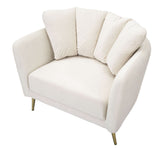 POLTRONA KIEV IN TESSUTO  IMBOTTITO CON PIEDI IN METALLO DORATO CM 88X77X74