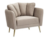 POLTRONA KIEV IN TESSUTO  IMBOTTITO CON PIEDI IN METALLO DORATO CM 88X77X74