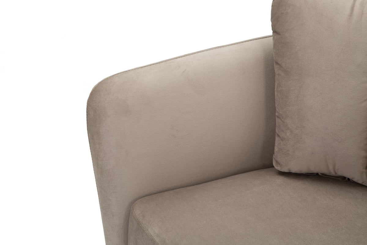 POLTRONA KIEV IN TESSUTO  IMBOTTITO CON PIEDI IN METALLO DORATO CM 88X77X74