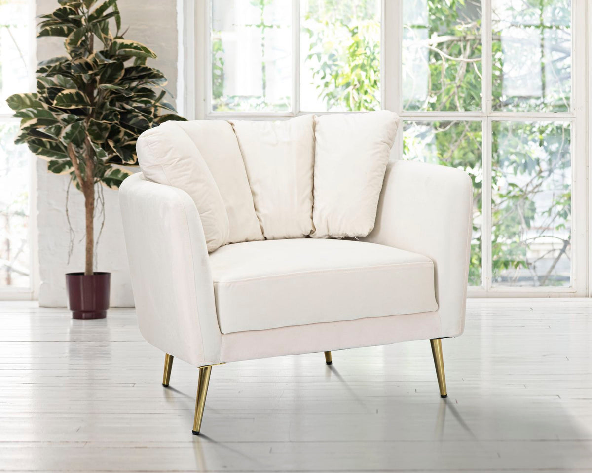POLTRONA KIEV IN TESSUTO  IMBOTTITO CON PIEDI IN METALLO DORATO CM 88X77X74