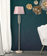 Piantana Krista in metallo dorata con paralume rosa Ø cm 40x168,5
