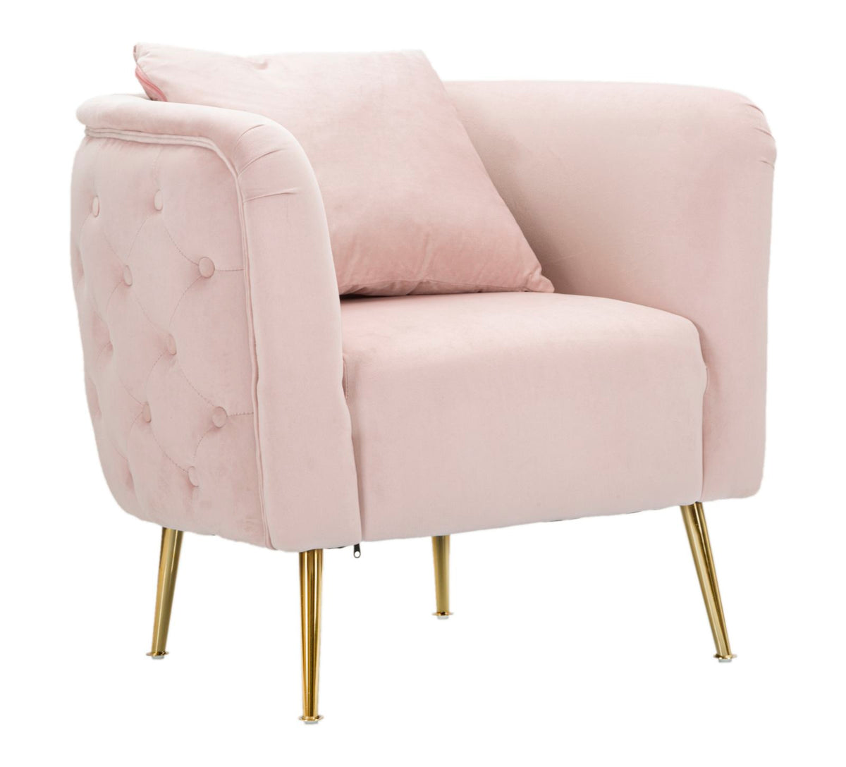 POLTRONA BUCAREST IN VELLUTO CON PIEDI IN METALLO DORATO  CM 76X74X73
