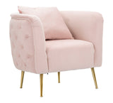 POLTRONA BUCAREST IN VELLUTO CON PIEDI IN METALLO DORATO  CM 76X74X73