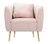POLTRONA BUCAREST IN VELLUTO CON PIEDI IN METALLO DORATO  CM 76X74X73