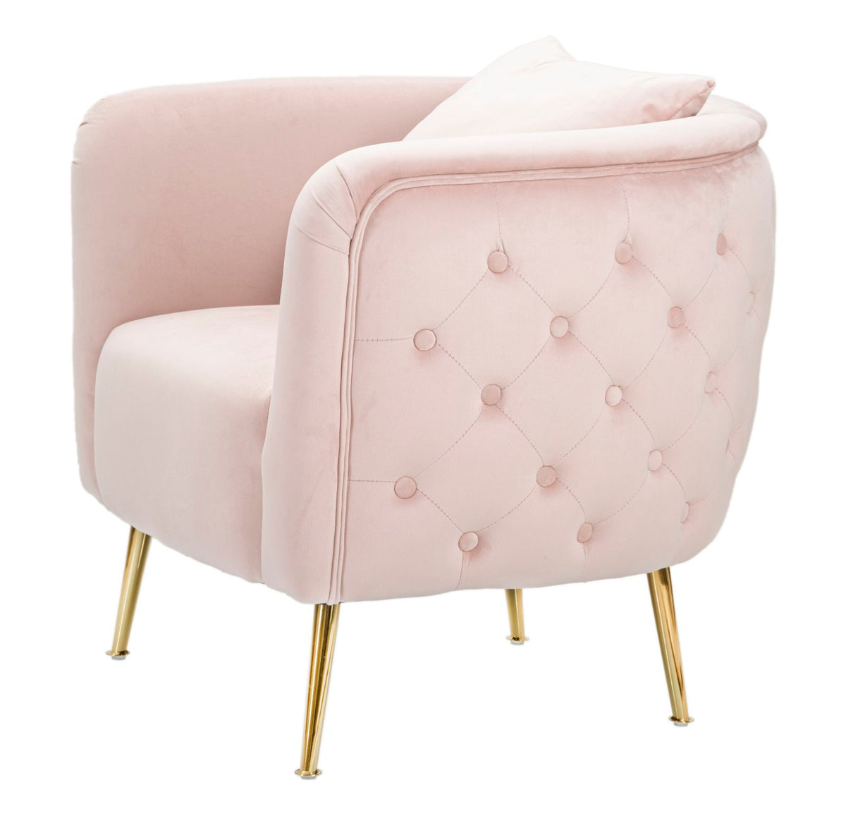 POLTRONA BUCAREST IN VELLUTO CON PIEDI IN METALLO DORATO  CM 76X74X73