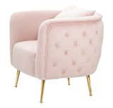 POLTRONA BUCAREST IN VELLUTO CON PIEDI IN METALLO DORATO  CM 76X74X73