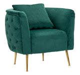 POLTRONA BUCAREST IN VELLUTO CON PIEDI IN METALLO DORATO  CM 76X74X73