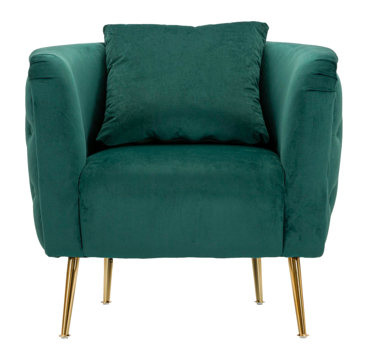 POLTRONA BUCAREST IN VELLUTO CON PIEDI IN METALLO DORATO  CM 76X74X73