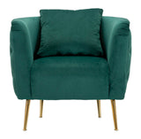 POLTRONA BUCAREST IN VELLUTO CON PIEDI IN METALLO DORATO  CM 76X74X73