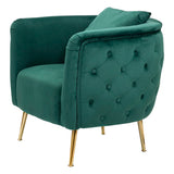 POLTRONA BUCAREST IN VELLUTO CON PIEDI IN METALLO DORATO  CM 76X74X73