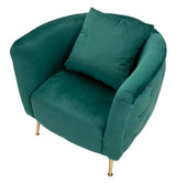 POLTRONA BUCAREST IN VELLUTO CON PIEDI IN METALLO DORATO  CM 76X74X73