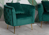 POLTRONA BUCAREST IN VELLUTO CON PIEDI IN METALLO DORATO  CM 76X74X73