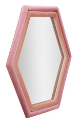 Specchio Tony da parete in velluto rosa cm 75x4x80