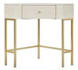 Consolle Sharon in metallo dorato e similpelle crema cm 84,5x60x77